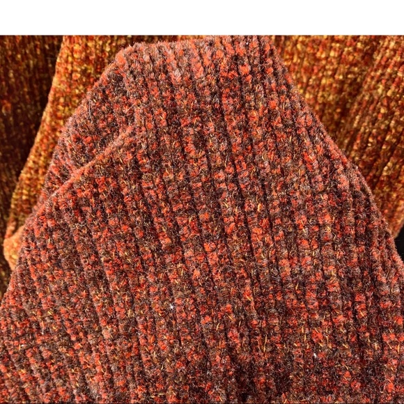 Oversized Burnt Orange Striped Mock Neck Sweater - Picture 8 of 9